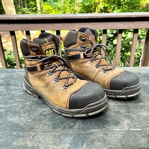 Cat Caterpillar Mens Steel Toe Brown Leather Work Boots Like New Size 12 Gorp